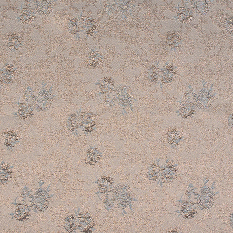 Gold and Sky Blue Luxury Floral Metallic Brocade