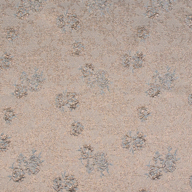 Gold and Sky Blue Luxury Floral Metallic Brocade