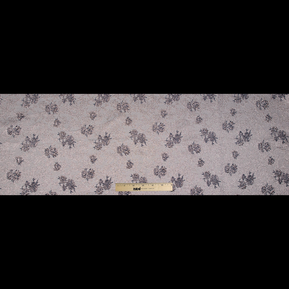Rose Gold and Periwinkle Luxury Floral Metallic Brocade