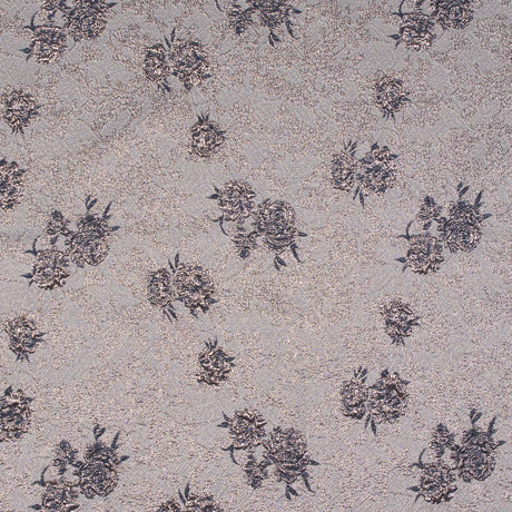 Rose Gold and Periwinkle Luxury Floral Metallic Brocade