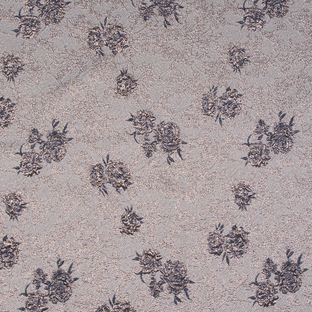 Rose Gold and Periwinkle Luxury Floral Metallic Brocade