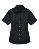 Harriton Women's Easy Blend Short Sleeve Twill Dress Shirt with Stain-Release