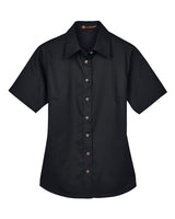 Harriton Women's Easy Blend Short Sleeve Twill Dress Shirt with Stain-Release
