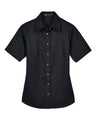Harriton Women's Easy Blend Short Sleeve Twill Dress Shirt with Stain-Release