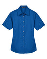 Harriton Women's Easy Blend Short Sleeve Twill Dress Shirt with Stain-Release