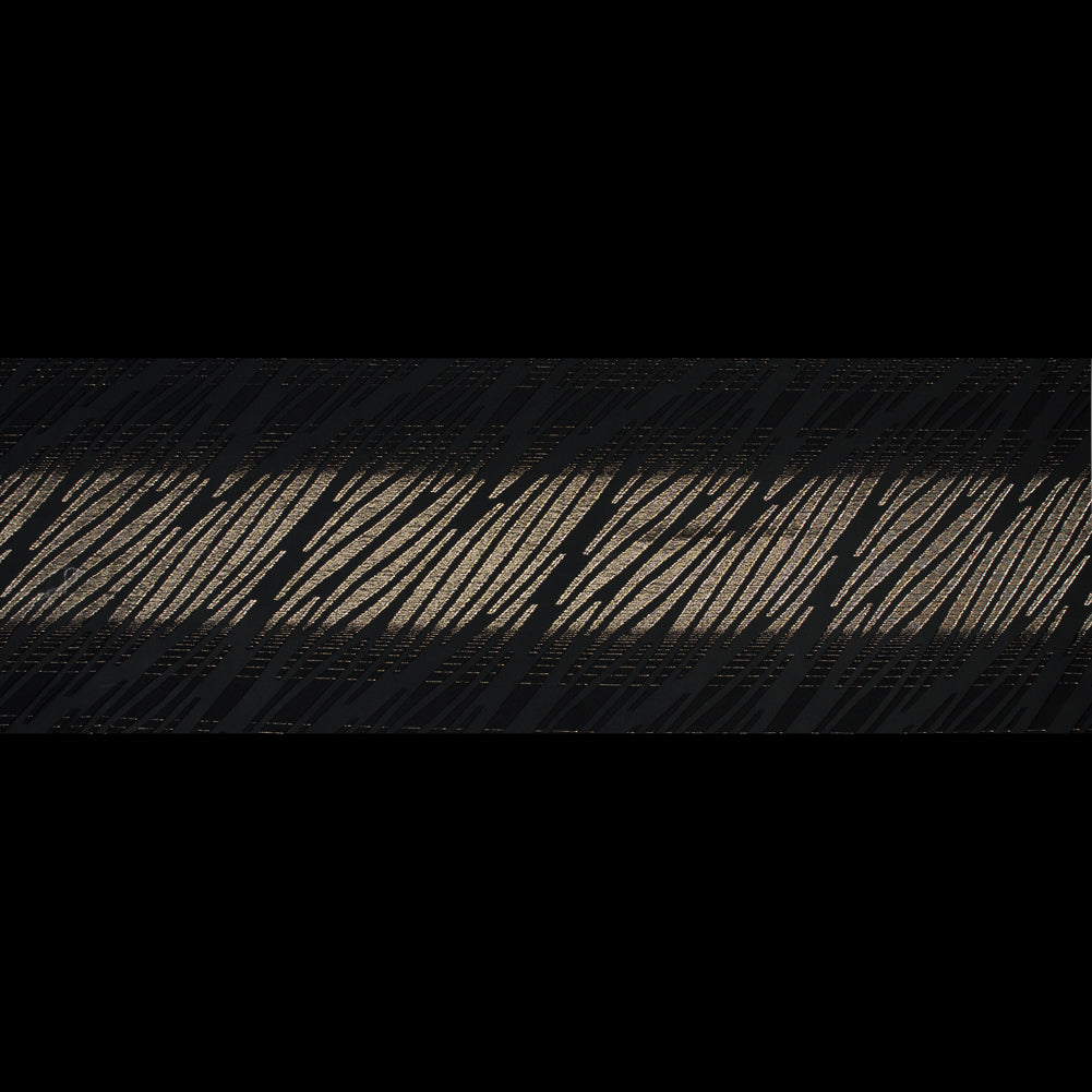 Black and Metallic Gold Luxury Tiger Striped Burnout Brocade