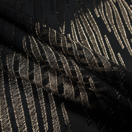 Black and Metallic Gold Luxury Tiger Striped Burnout Brocade