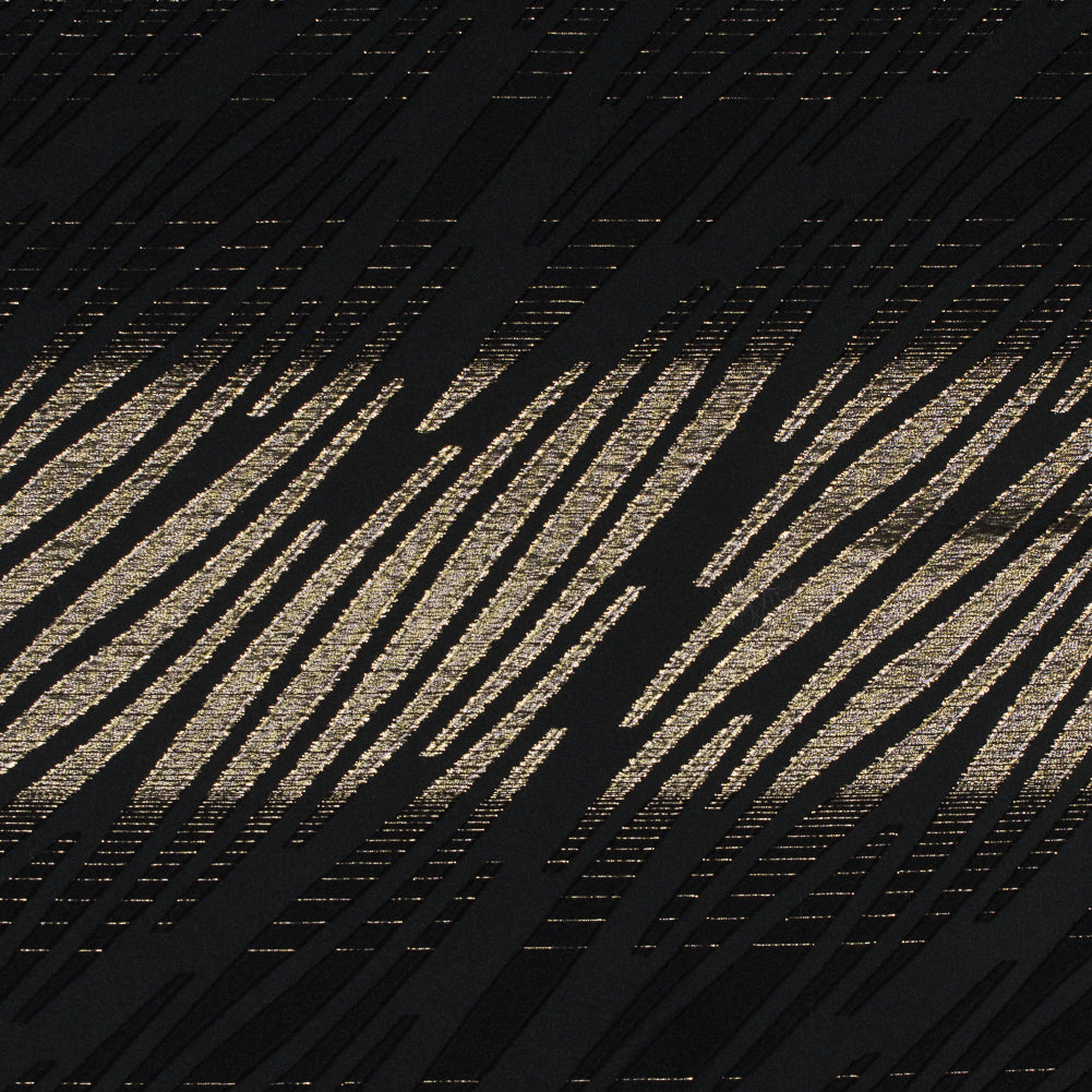 Black and Metallic Gold Luxury Tiger Striped Burnout Brocade