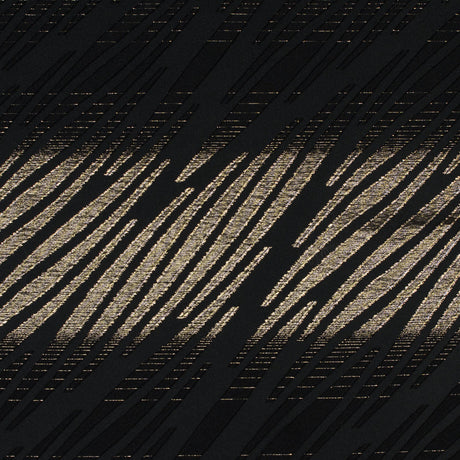 Black and Metallic Gold Luxury Tiger Striped Burnout Brocade