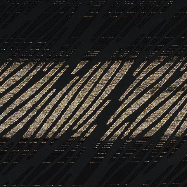 Black and Metallic Gold Luxury Tiger Striped Burnout Brocade
