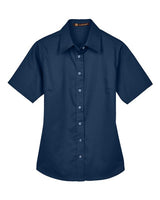 Harriton Women's Easy Blend Short Sleeve Twill Dress Shirt with Stain-Release