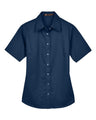 Harriton Women's Easy Blend Short Sleeve Twill Dress Shirt with Stain-Release