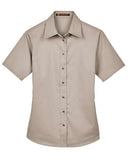 Harriton Women's Easy Blend Short Sleeve Twill Dress Shirt with Stain-Release