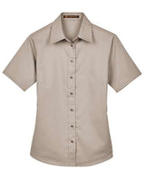 Harriton Women's Easy Blend Short Sleeve Twill Dress Shirt with Stain-Release