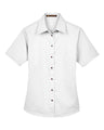 Harriton Women's Easy Blend Short Sleeve Twill Dress Shirt with Stain-Release