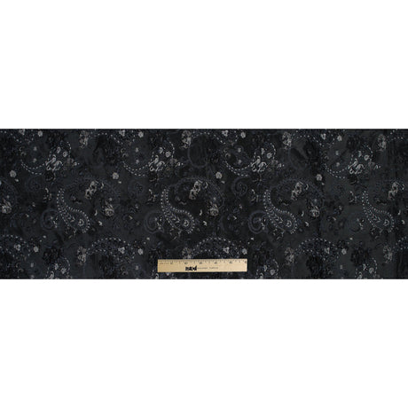 Black and Silver Luxury Paisley Metallic Brocade