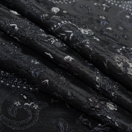 Black and Silver Luxury Paisley Metallic Brocade