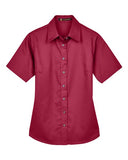 Harriton Women's Easy Blend Short Sleeve Twill Dress Shirt with Stain-Release
