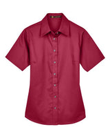 Harriton Women's Easy Blend Short Sleeve Twill Dress Shirt with Stain-Release