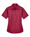 Harriton Women's Easy Blend Short Sleeve Twill Dress Shirt with Stain-Release