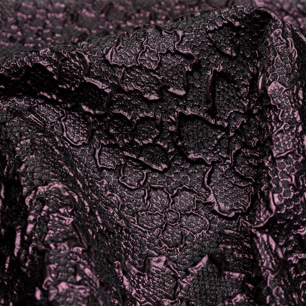Floral Metallic Brocade - Purple and Black
