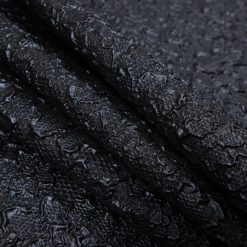 Midnight Blue Luxury Floral Metallic Brocade