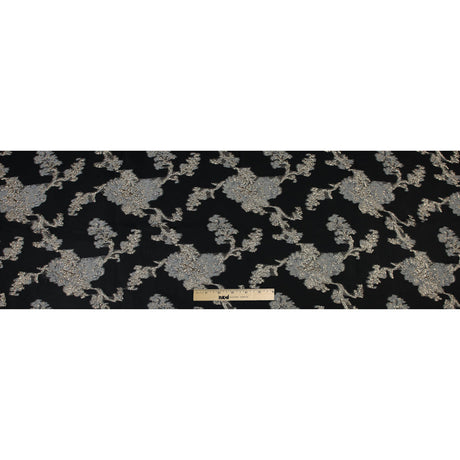 Black and Metallic Gold Luxury Abstract Burnout Brocade