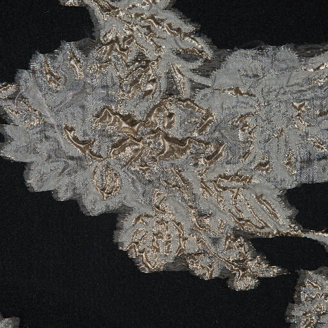 Black and Metallic Gold Luxury Abstract Burnout Brocade