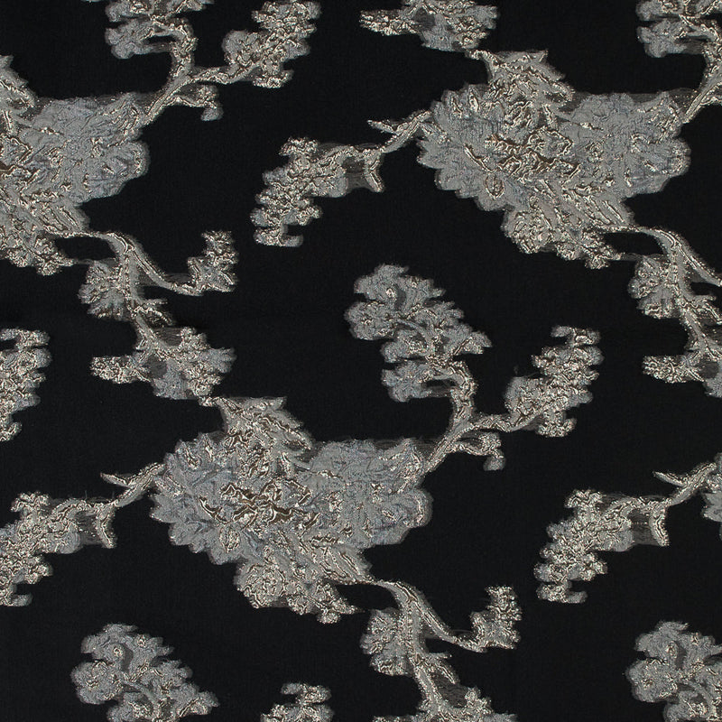 Black and Metallic Gold Luxury Abstract Burnout Brocade