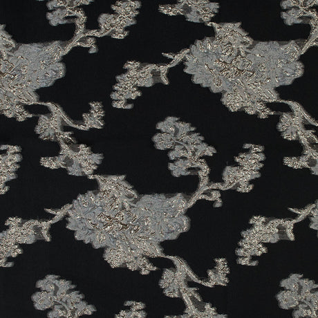 Black and Metallic Gold Luxury Abstract Burnout Brocade