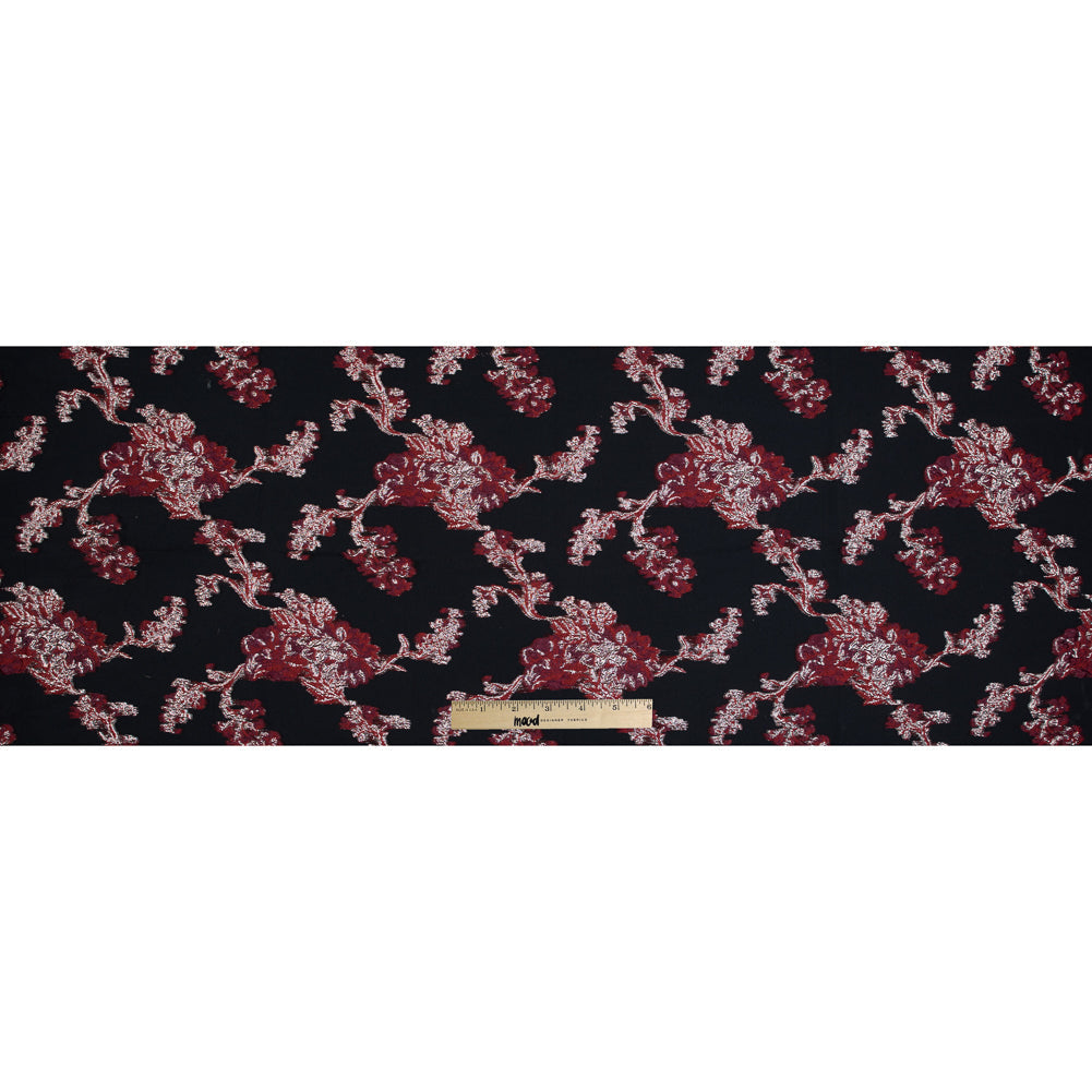 Red and Metallic Silver Luxury Abstract Burnout Brocade