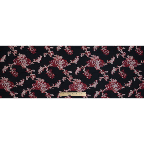 Red and Metallic Silver Luxury Abstract Burnout Brocade