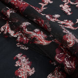 Red and Metallic Silver Luxury Abstract Burnout Brocade