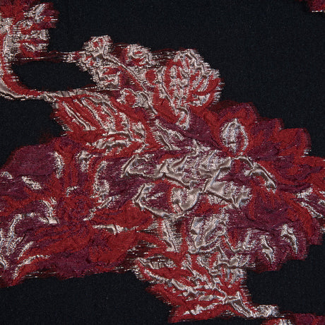Red and Metallic Silver Luxury Abstract Burnout Brocade