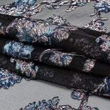 Metallic Blue Granite and Rose Gold Luxury Abstract Burnout Brocade