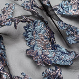 Metallic Blue Granite and Rose Gold Luxury Abstract Burnout Brocade