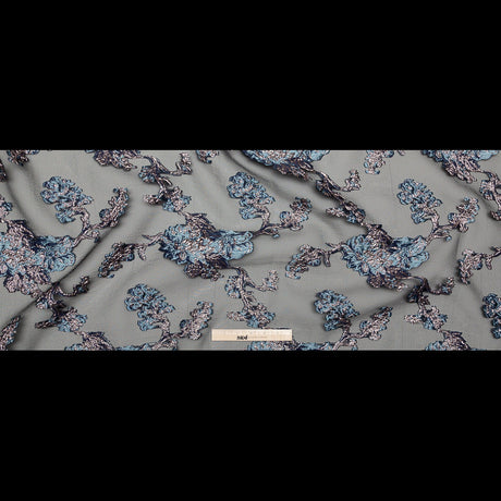 Metallic Blue Granite and Rose Gold Luxury Abstract Burnout Brocade