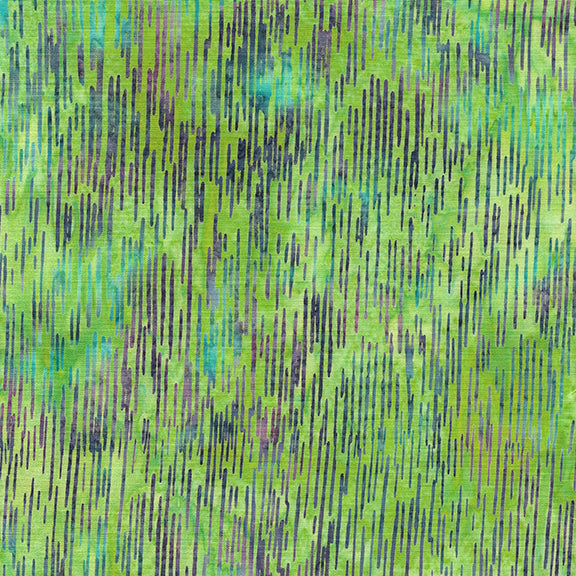 Cotton Batik Fabric Essence Streamers Green Lemongrass 44/45"