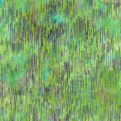 Cotton Batik Fabric Essence Streamers Green Lemongrass 44/45"