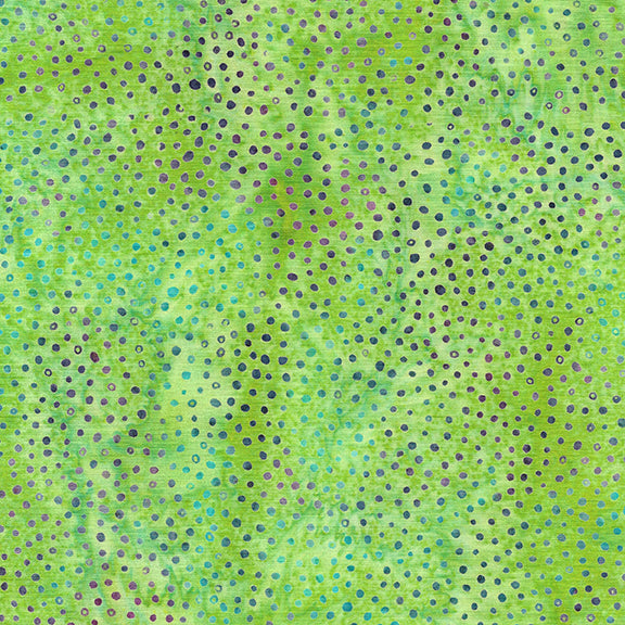Cotton Batik Fabric Essence Confetti Green Lemongrass 44/45"