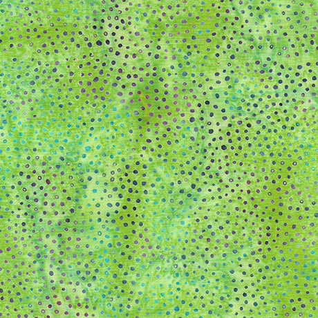 Cotton Batik Fabric Essence Confetti Green Lemongrass 44/45"