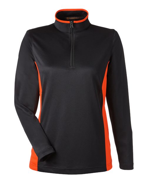 Harriton Women's Flash Snag Protection Plus Colorblock Quarter-Zip Pullover