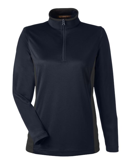 Harriton Women's Flash Snag Protection Plus Colorblock Quarter-Zip Pullover