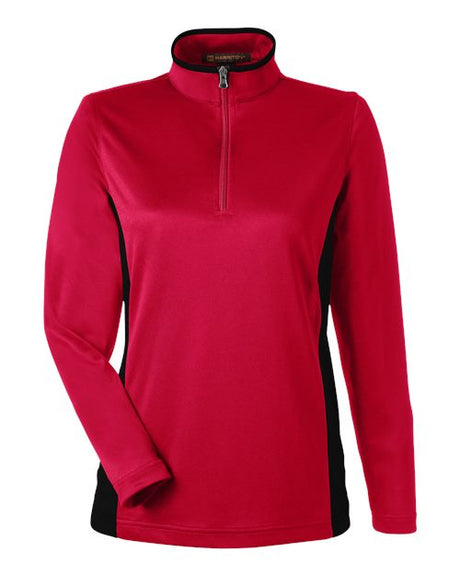 Harriton Women's Flash Snag Protection Plus Colorblock Quarter-Zip Pullover
