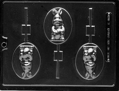 Rabbit On Oval Lolly Chocolate Mold - LPE463