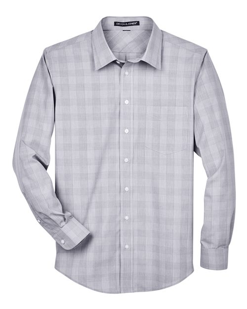 Devon & Jones Men's Crown Collection Glen Plaid Woven Dress Shirt