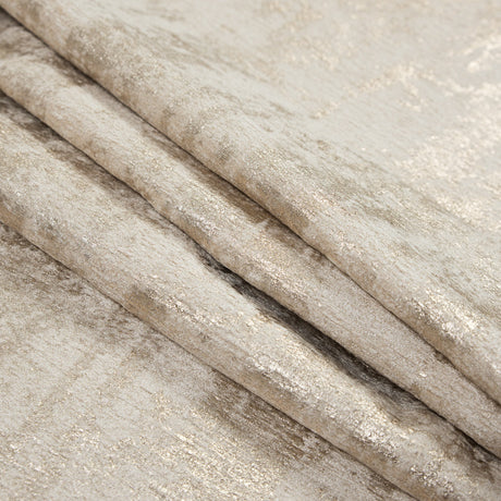 Beige Polyester Chenille with Metallic Gold Foil