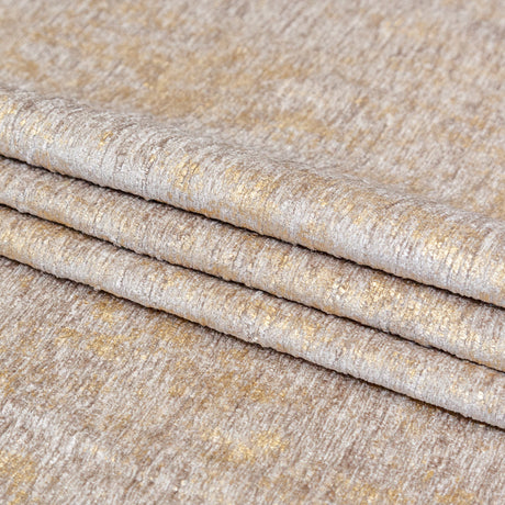 Beige Polyester Chenille with Metallic Gold Foil