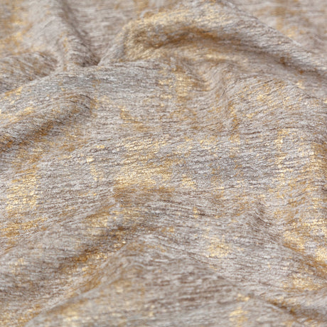 Beige Polyester Chenille with Metallic Gold Foil