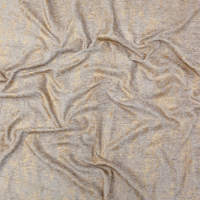 Beige Polyester Chenille with Metallic Gold Foil